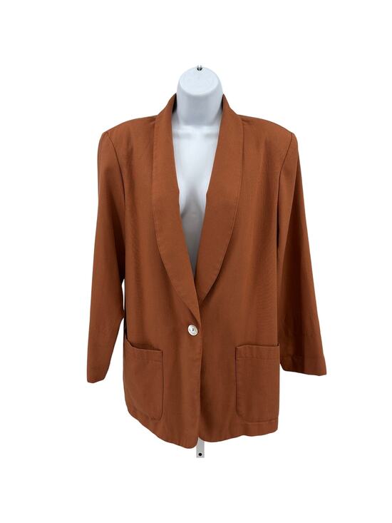 Requirements Jackets & Blazers - Requirements Open Front Blazer Jacket WMNS 12 Orange Single Button Long Sleeve